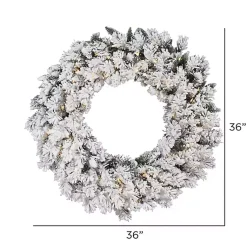 Christmas Wreaths>Kirklands Home Flocked Snow Italian Warm Lights Wreath White