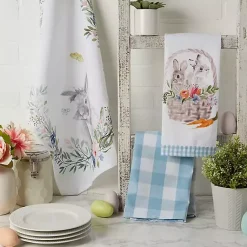 Easter Decorations>Kirklands Home Floral and Easter Bunnies Dish Towels, Set of 3