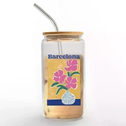 Kirklands Home Floral Barcelona Glass Tumbler New
