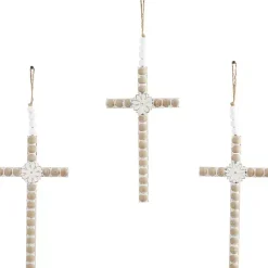 Kirklands Home Floral Beaded Wood Cross Wall Plaques, Set of 3 Hot