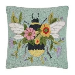 Pillows>Kirklands Home Floral Bee Hooked Throw Pillow