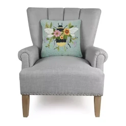 Pillows>Kirklands Home Floral Bee Hooked Throw Pillow