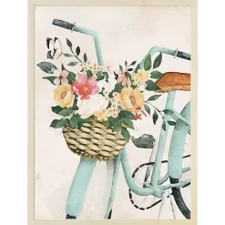 Kirklands Home Floral Bike Basket Framed Art Print New