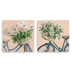 Kirklands Home Floral Bikes Canvas Art Prints, Set of 2 Sale