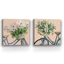 Kirklands Home Floral Bikes Canvas Art Prints, Set of 2 Sale