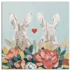 Easter Decorations>Kirklands Home Floral Bunny Couple Canvas Art Print