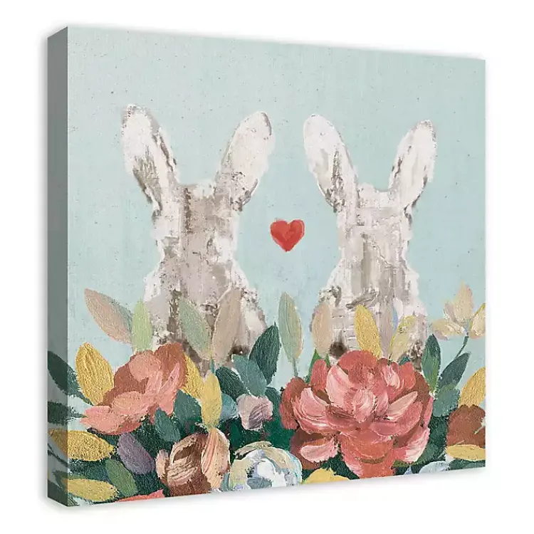 Easter Decorations>Kirklands Home Floral Bunny Couple Canvas Art Print