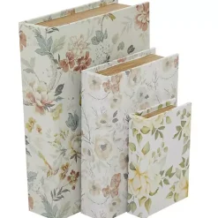 Baskets & Boxes>Kirklands Home Floral Canvas Book Boxes, Set of 3 Multi