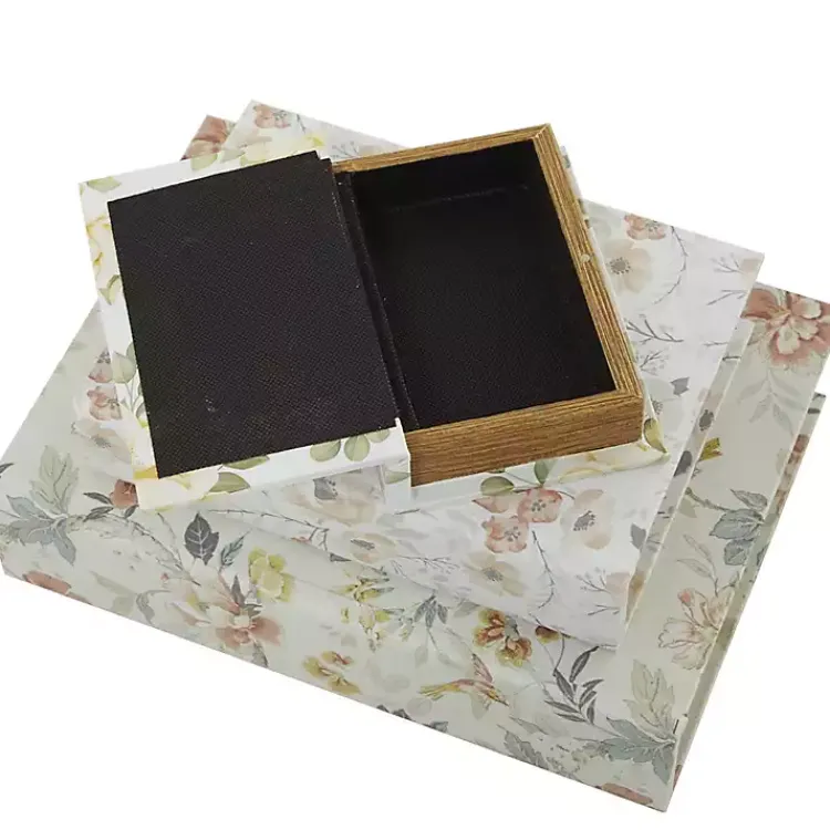 Baskets & Boxes>Kirklands Home Floral Canvas Book Boxes, Set of 3 Multi