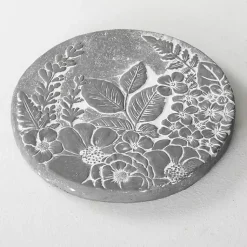 Kirklands Home Floral Cement Stepping Stone Gray Clearance