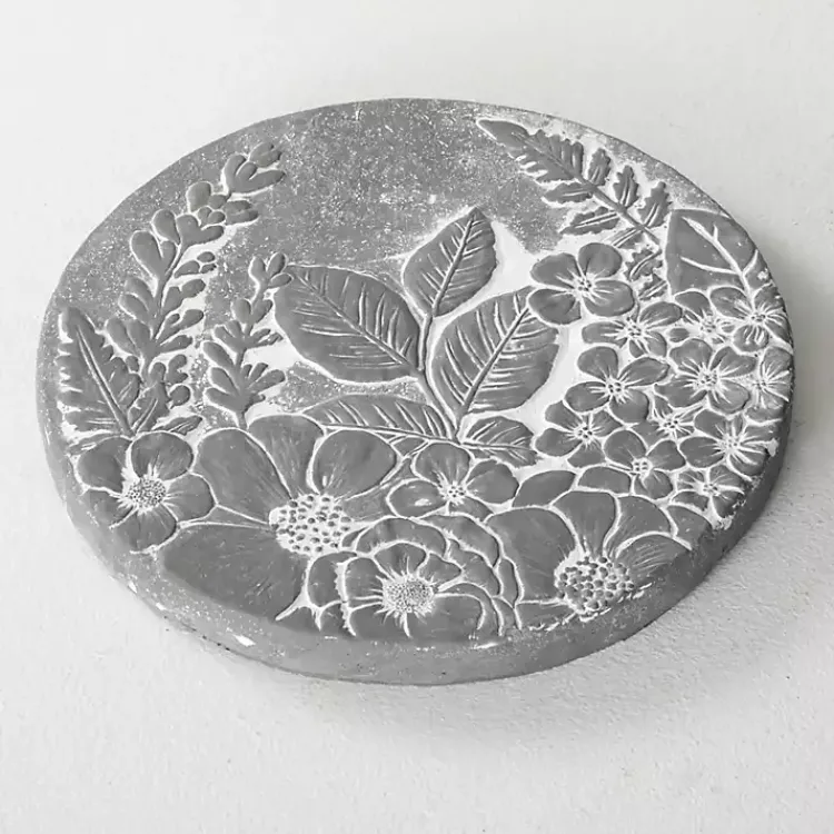 Kirklands Home Floral Cement Stepping Stone Gray Clearance