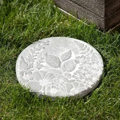 Kirklands Home Floral Cement Stepping Stone Gray Clearance