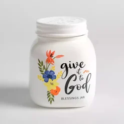 Decorative Bowls & Jars>Kirklands Home Floral Ceramic Blessings Jar White