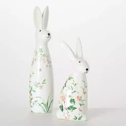 Easter Decorations>Kirklands Home Floral Ceramic Bunny Figurines, Set of 2