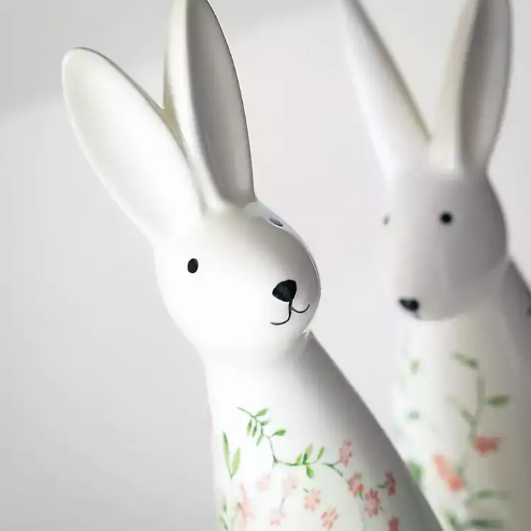 Easter Decorations>Kirklands Home Floral Ceramic Bunny Figurines, Set of 2