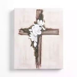 Kirklands Home Floral Cross Canvas Art Print New