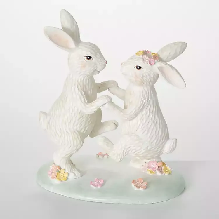 Easter Decorations>Kirklands Home Floral Dancing Bunnies Statue White