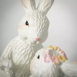 Easter Decorations>Kirklands Home Floral Dancing Bunnies Statue White