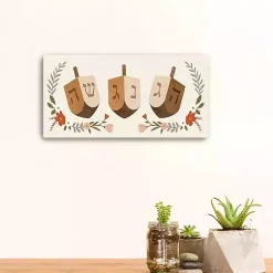 Hanukkah Decorations>Kirklands Home Floral Dreidel Trio Canvas Art Print