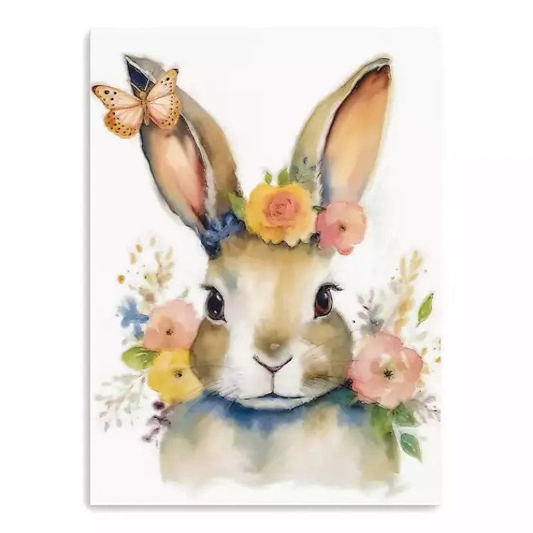 Easter Decorations>Kirklands Home Floral Easter Bunny Canvas Art Print