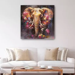 Kirklands Home Floral Elephant Canvas Art Print