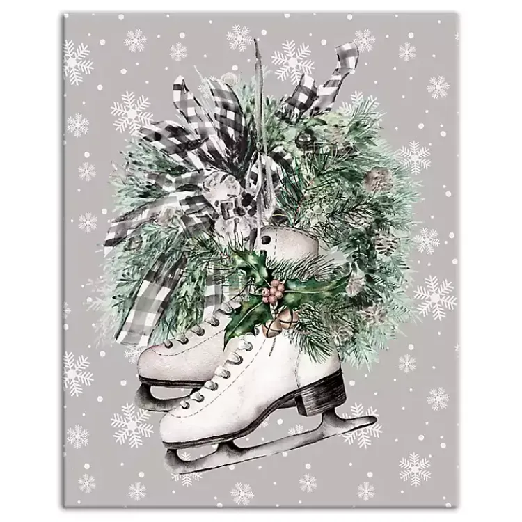 Christmas Art & Wall Decor>Kirklands Home Floral Ice Skates Canvas Art Print