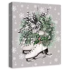 Christmas Art & Wall Decor>Kirklands Home Floral Ice Skates Canvas Art Print