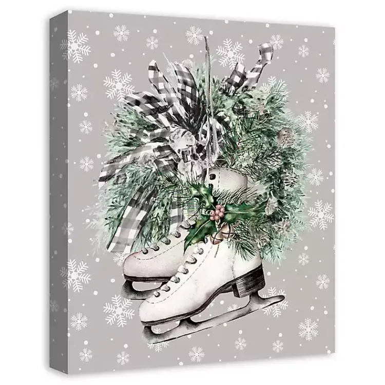 Christmas Art & Wall Decor>Kirklands Home Floral Ice Skates Canvas Art Print
