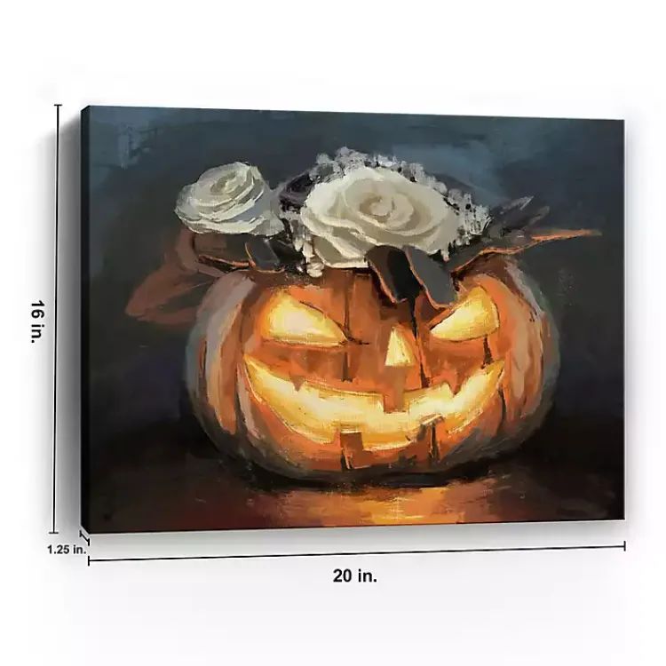 Halloween>Kirklands Home Floral Jack O Lantern Canvas Art Print, 16x20