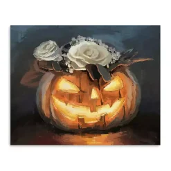 Halloween>Kirklands Home Floral Jack O Lantern Canvas Art Print, 24x30