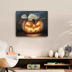 Halloween>Kirklands Home Floral Jack O Lantern Canvas Art Print, 24x30