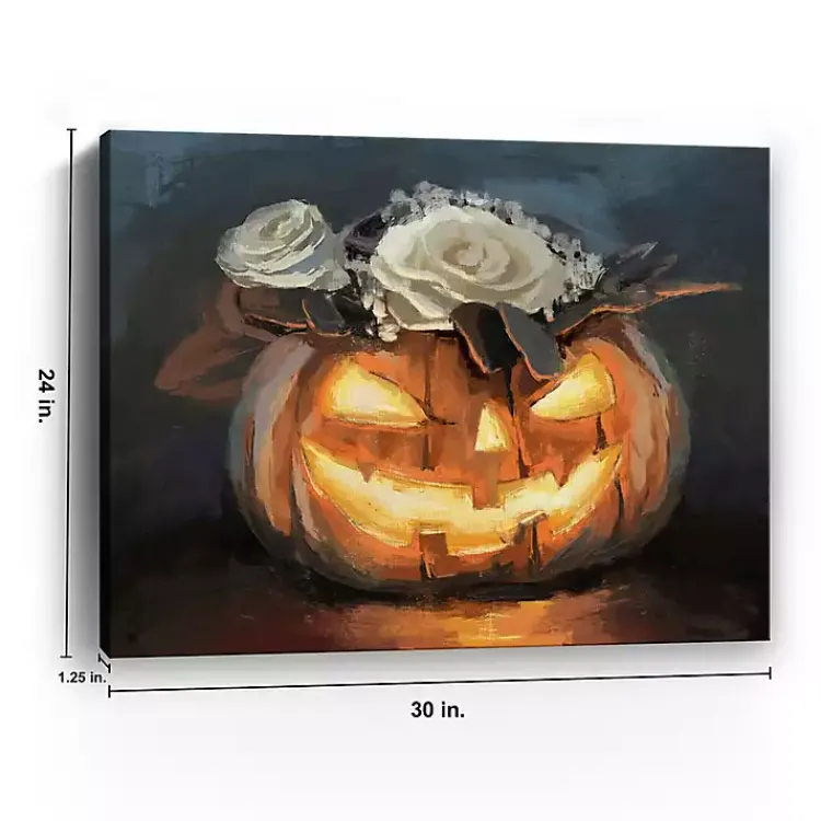 Halloween>Kirklands Home Floral Jack O Lantern Canvas Art Print, 24x30