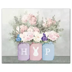 Easter Decorations>Kirklands Home Floral Mason Jars Hop Canvas Art Print