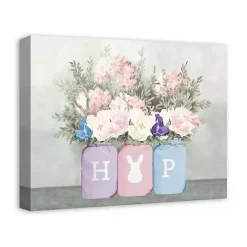 Easter Decorations>Kirklands Home Floral Mason Jars Hop Canvas Art Print