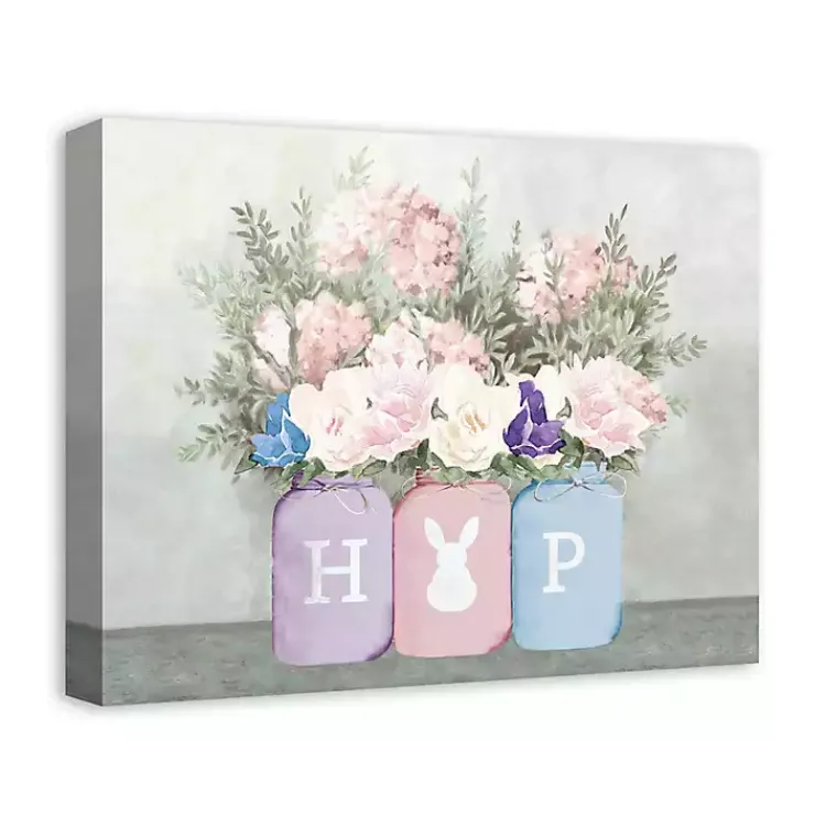 Easter Decorations>Kirklands Home Floral Mason Jars Hop Canvas Art Print