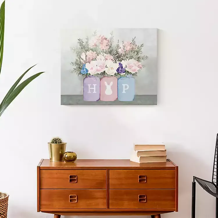 Easter Decorations>Kirklands Home Floral Mason Jars Hop Canvas Art Print