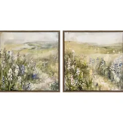 Kirklands Home Floral Meadows Framed Canvas Art Prints, Set of 2 Green Outlet