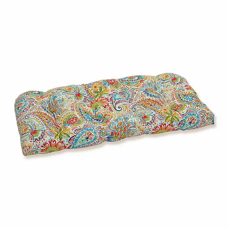 Kirklands Home Floral Paisley Tufted Outdoor Settee Cushion Online