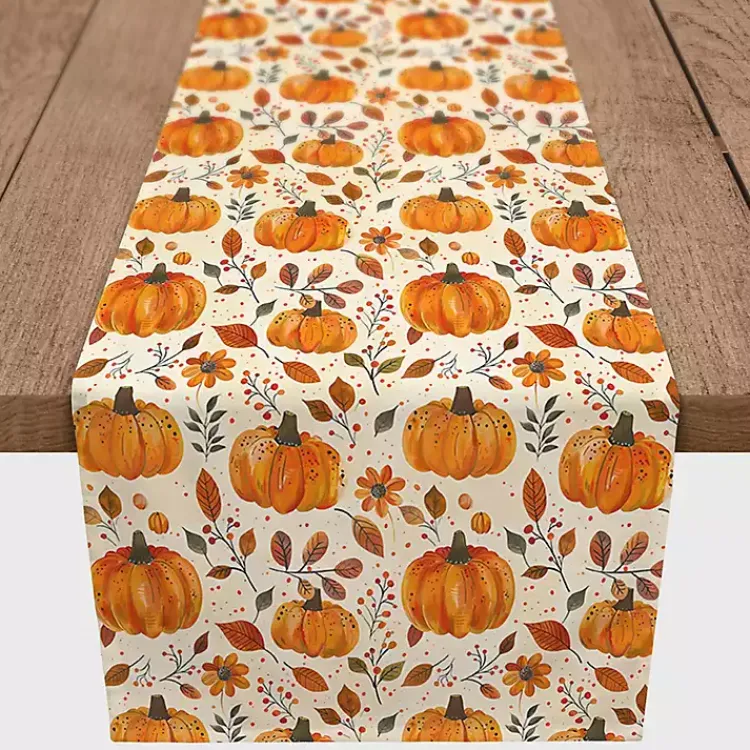 Fall>Kirklands Home Floral Pumpkin Patch Table Runner, 72 in.