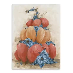 Fall>Kirklands Home Floral Pumpkin Stack Canvas Art Print Orange
