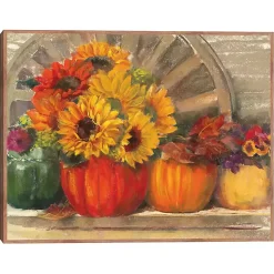 Fall>Kirklands Home Floral Pumpkins Framed Canvas Art Print