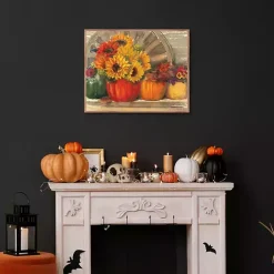 Fall>Kirklands Home Floral Pumpkins Framed Canvas Art Print