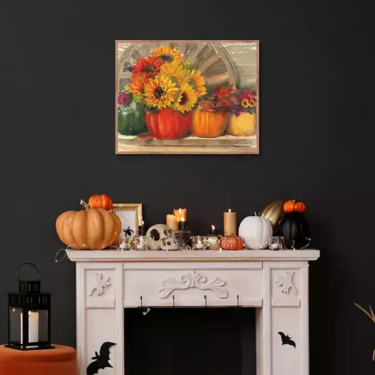 Fall>Kirklands Home Floral Pumpkins Framed Canvas Art Print