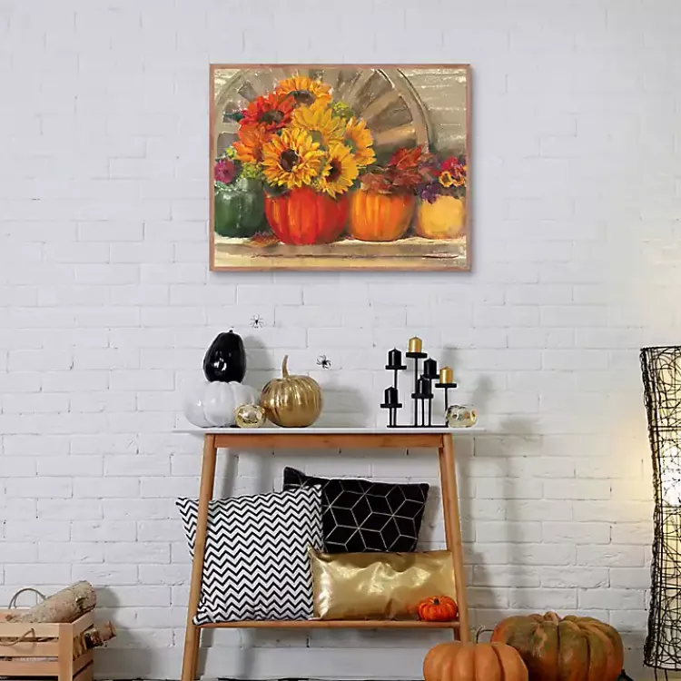 Fall>Kirklands Home Floral Pumpkins Framed Canvas Art Print