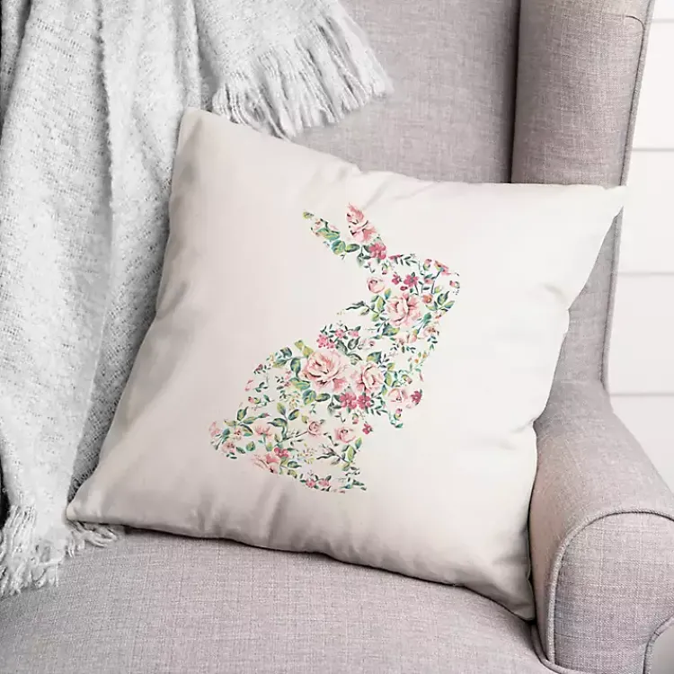 Easter Decorations>Kirklands Home Floral Rabbit Easter Pillow