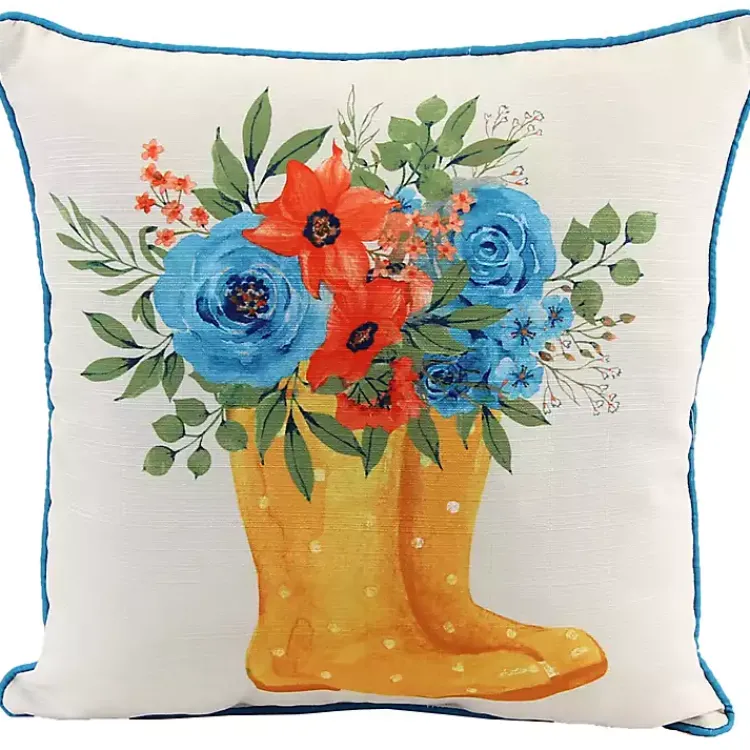 Pillows>Kirklands Home Floral Rain Boots Pillow Multi