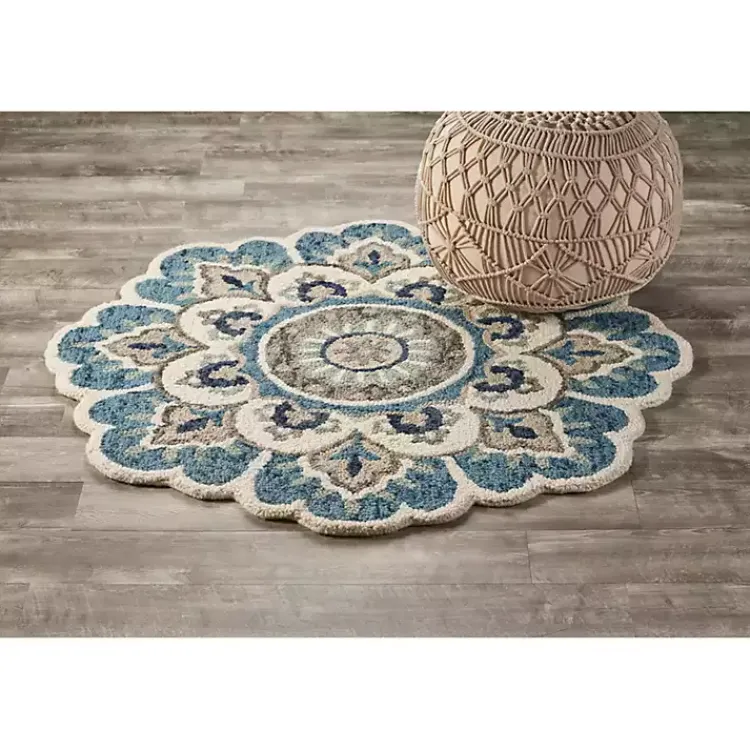 Kirklands Home Floral Round Edged Area Rug, 6 ft. Clearance