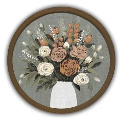 Kirklands Home Floral Spice Bouquet Round Framed Print Brown Hot