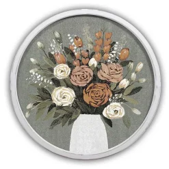 Kirklands Home Floral Spice Bouquet Round Framed Print White Outlet