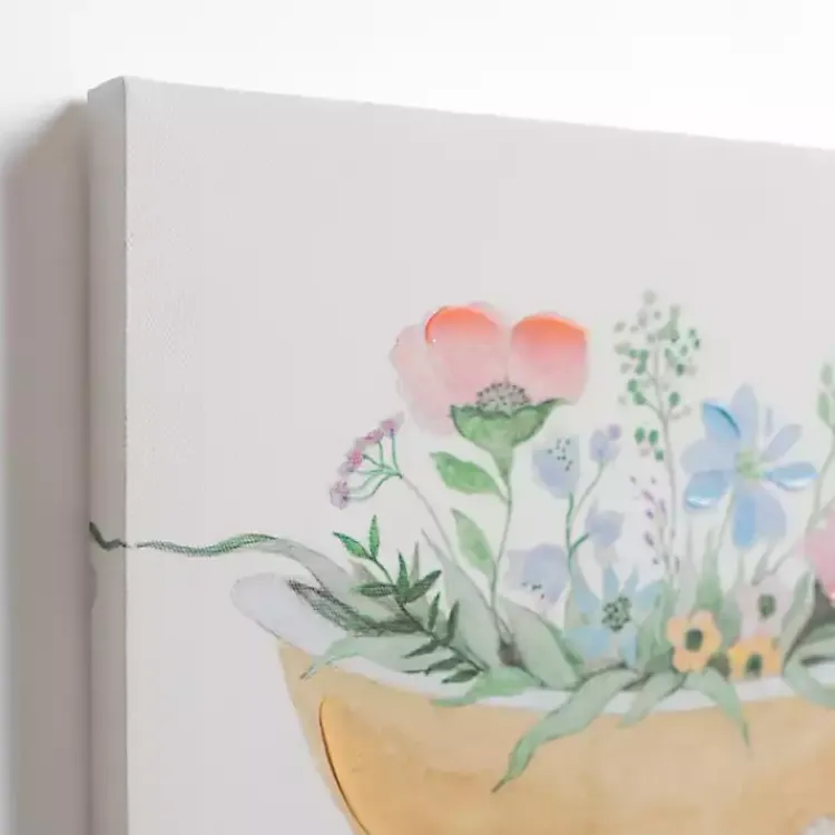Kirklands Home Floral Tan Bathtub Canvas Art Prints, Set of 2 Clearance